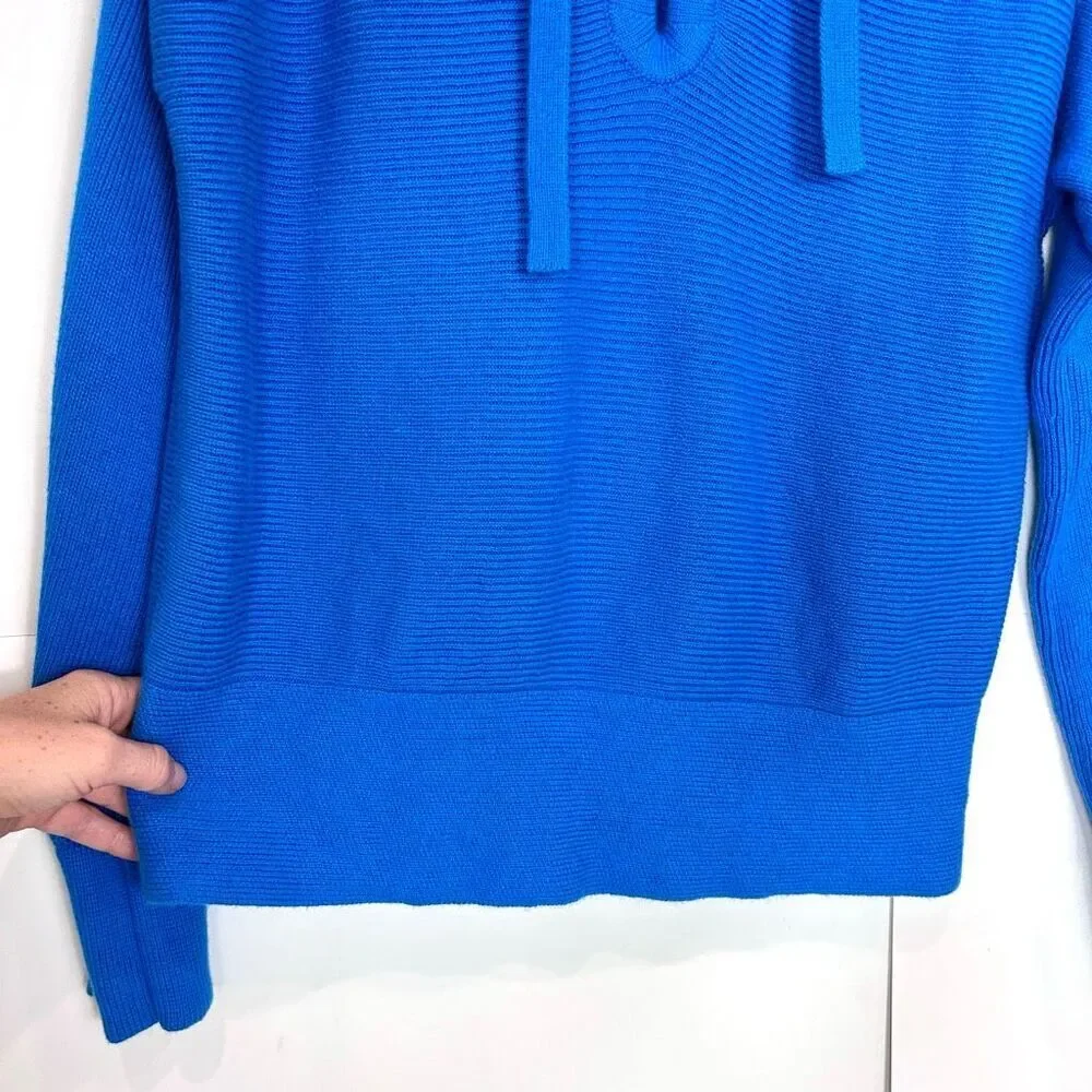 Everlane Sweater Womens XS Cerulean Blue Wool Blend Lace Up Smock Knit Crop